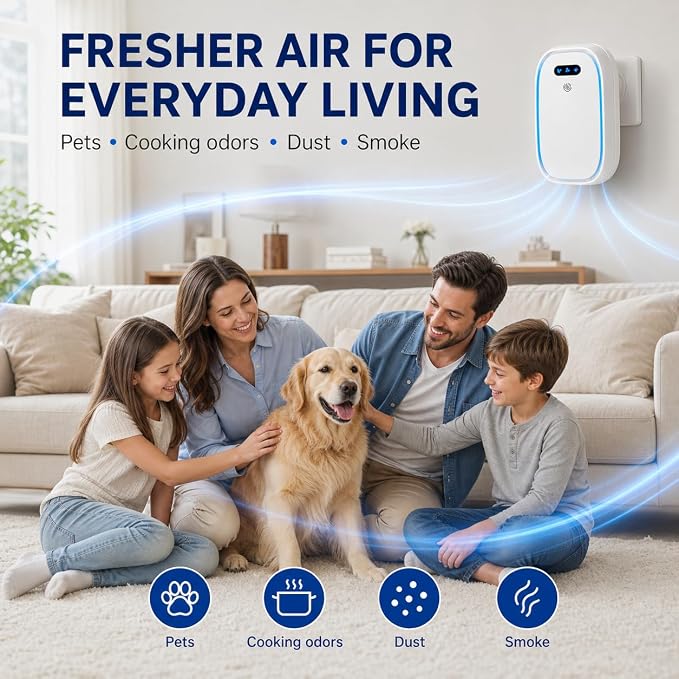 Plug In Air Purifier 4 Pack, Negative Ion Air Ionizers for Home, Quiet Filterless Air Freshener Plug In and Odor Eliminator for Bedroom, Bathroom, Kitchen, Office, Pet Odor and Smoke
