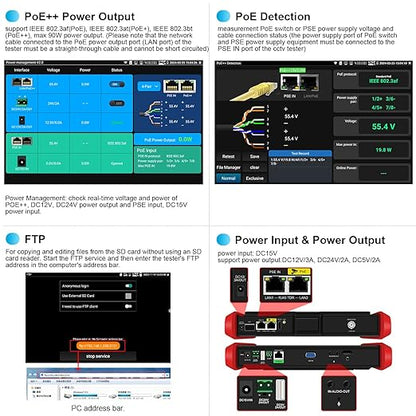 4K 12MP IP Camera Tester, WANLUTECH 90W PoE Power Output 8'' Touchscreen CCTV Test for 8MP TVI CVI AHD CVBS Cameras, SFP Test, RJ45 Cable TDR Test, WiFi Network Tools, HDMI VGA (E89)