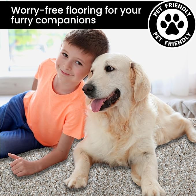 Smart Squares Easy Street Premium Plush Carpet Tiles, Made in USA – 18x18 Peel and Stick Floor Tiles with Attached Padding – Seamless DIY Carpet Squares (2.5 Sq Ft, 1 Tile, 815 Iron Frost)