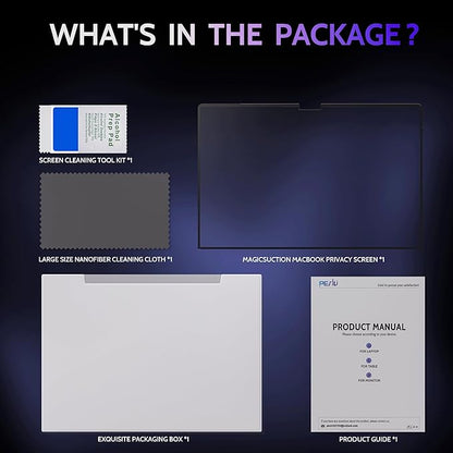 Peslv Privacy Screen for 14.4 Inch Surface Laptop Studio 2/1, MagicSuction™ Removable Anti Spy Black Protector, Glare Blue Light Filter for Microsoft Laptop Computer Monitor