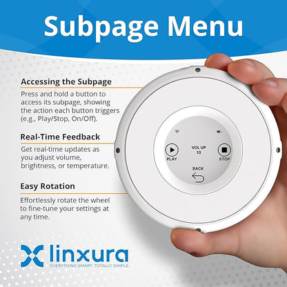 Smart Home Controller + Bluetooth Controller - Works with Alexa, Google Home, Home Assistant, SmartThings, lights, thermostats and more - Programmable & Customizable Buttons, (Snow Pearl)