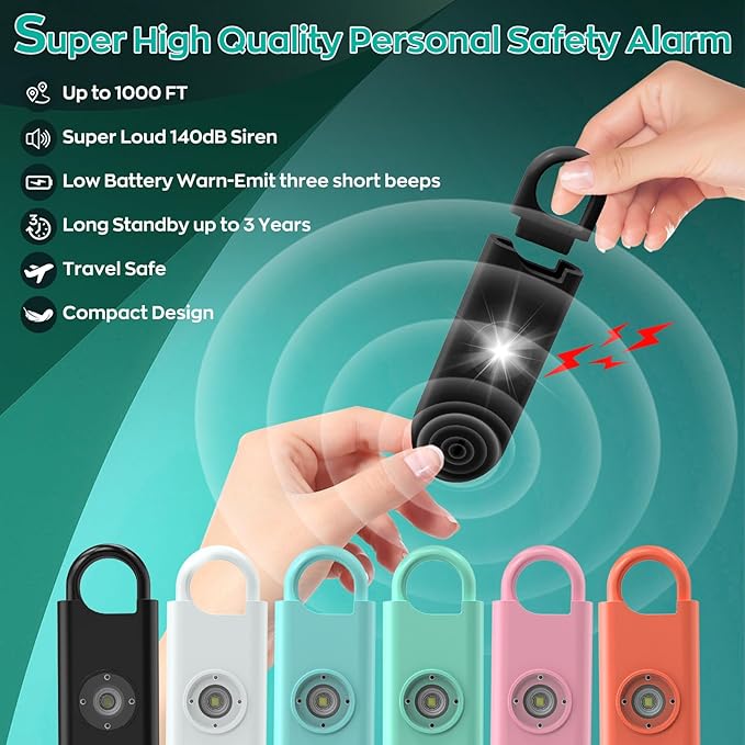 Fauxomor 140dB Personal Safety Alarm for Women 12pack Self Defense Keychain