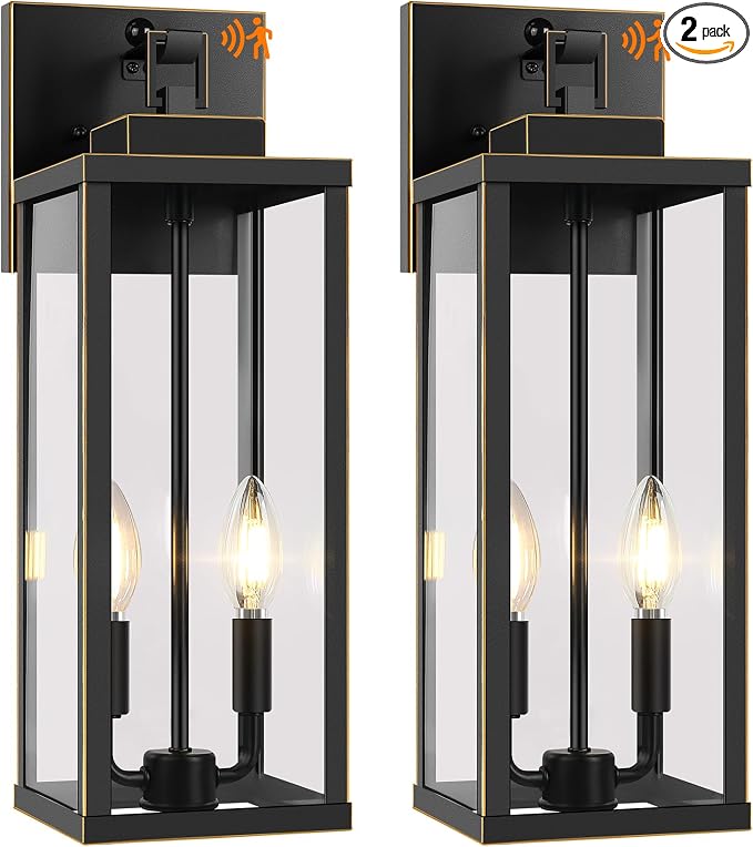 BesLowe 2-Pack 18” Large Motion Sensor Outdoor Wall Lights, Bronze