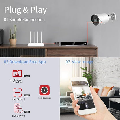 DS-2CD2043G2-I 4MP Mini Bullet POE IP Camera Outdoor, 2.8MM Lens, 120dB WDR, 131ft Night Vision, Human & Vehicle Detection, IP67, Replacement of DS-2CD2043G0-I, Work with Ⲏіkconnect, Guarding Vision