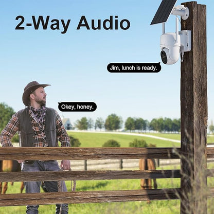 HOSAFE.COM 4G LTE Cellular Security Camera Wireless Solar Powered, No WiFi Security Camera Outdoor, 2K PTZ 360°, IP66 Waterproof for Farm Barn Jobsite Off-Grid, Free Cloud Storage (Need Apply)
