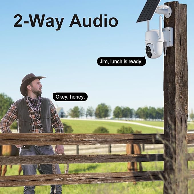4G LTE Cellular Solar Security Camera Wireless Outdoor, No WiFi Security Camera, 64GB SD Card (2X Storage Than 32G), Free Cloud Storage(Need Apply), PIR Motion Sensor, Built-in SIM Card for Barn Farm