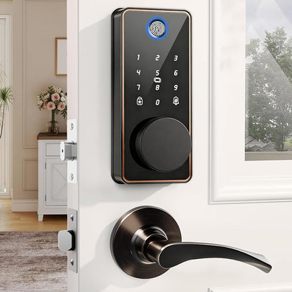 Keyless Entry Door Lock with 2 Handles, Biquole Electronic Keypad Deadbolt