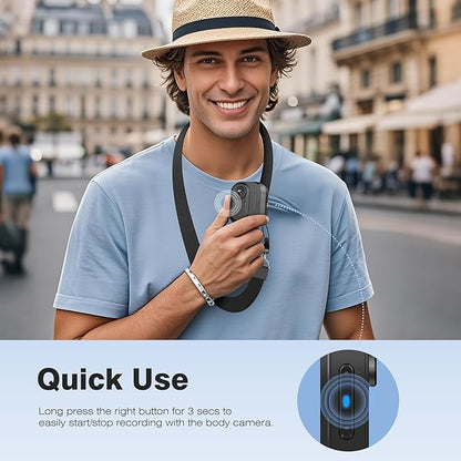 128GB Body Cameras with Audio and Video Recording: 1080P FHD Thumb Size Bodycam, Sports Action Body Camera, Wearable Pocket Camera Body Cam