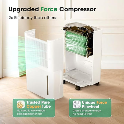 2,500 Sq.Ft Dehumidifier for Basement with Drain Hose, 30 Pint Dehumidifiers for Home with 3 Modes, Smart Humidity Control & Display, 24HR Timer, Auto Defrost for Large Room, Bathroom,Bedroom
