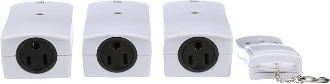 Southwire Woods Indoor Wireless Remote Kit - Controls Up to 3 Devices - Long-Range Remote Switch - Convenient One-Touch Controller - Energy-Saving Outlets - White/Orange