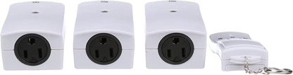 Southwire Woods Indoor Wireless Remote Kit - Controls Up to 3 Devices - Long-Range Remote Switch - Convenient One-Touch Controller - Energy-Saving Outlets - White/Orange