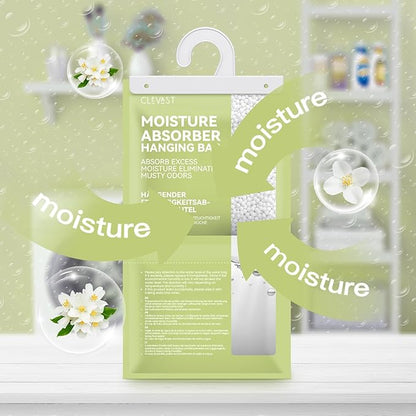 CLEVAST Moisture Absorbers Packets - 15.2 OZ, 6 Pack Large Dehumidifier Bags for Closet, Hanging Humidity Absorber in Wardrobes, Bedrooms, Bathrooms - Jasmine Scented