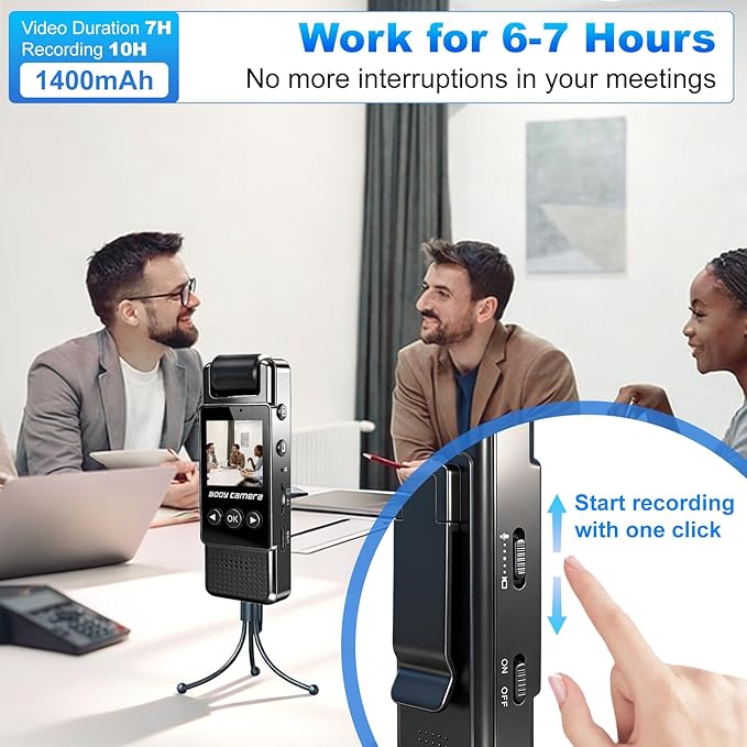 4k Mini Body Camera with Audio and Video Recording, 128GB Wearable Camera with 180° Rotating Lens, Chest Camera with Night Vision & 6-Hour Battery Life for Travel, Cycling, Work Security