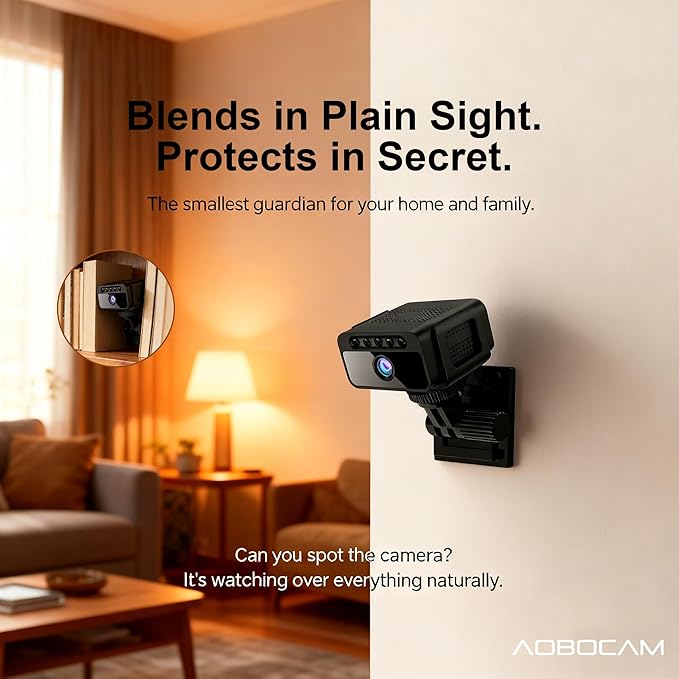 Hidden Camera with Cloud, 4K HD WiFi Mini Spy Camera 150° View Video, Wireless Indoor Surveillance Secret Camera, Smart AI Motion Detection/Night Vision for Home Security Small Nanny Cam (Black-4K)