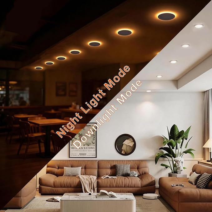 LEDVANCE 6" Night Ring Recessed Ceiling Downlight with Night Light, 12W, Recessed Lighting with 5 CCT (2700K/3000K/3500K/4000K/5000K), 1000 LMS, 90 CRI, Energy Star, Damp Rated - 1 Pack (65793)