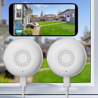 2K Window Camera, 5G & 2.4GHz WiFi Indoor Dome Camera for Home Security with Full Color Night Vision, Human/Motion Detection, Real-Time Alerts, Alexa, 24/7 Recording,Easy Install, White,2P/W-A