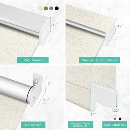 Motorized Roller Shades, 10O% Blackout Remote Control Custom Window Shades Compatible with Alexa Google Assistant via RF Hub, Rechargeable Electric Blinds for Windows (Texture Light Coffee)