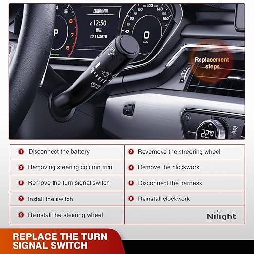 Nilight Turn Signal Switch Compatible with 2005 2006 2007 2008 Ford F150 2006 2007 2008 Lincoln Mark LT Windshield Wiper Dimmer Turn Signal Lever Combination