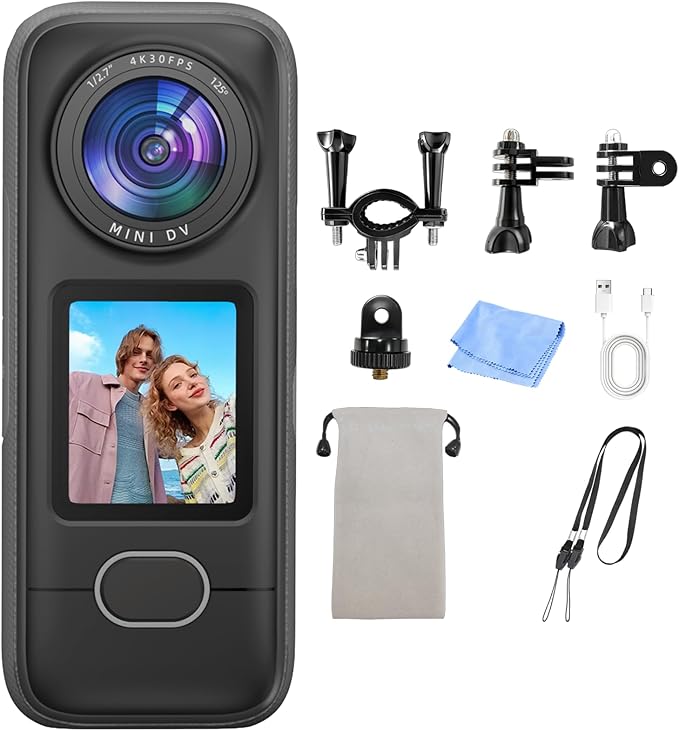 4K Action Camera, 3.5Hrs Battery Life Body Camera Hands-Free Recording, IPX6 Waterproof Portable Vlogging Camera with 1.4" HD Screen, Video Recorder with WiFi for Travel, Cycling, Motorcycle, Bloggers