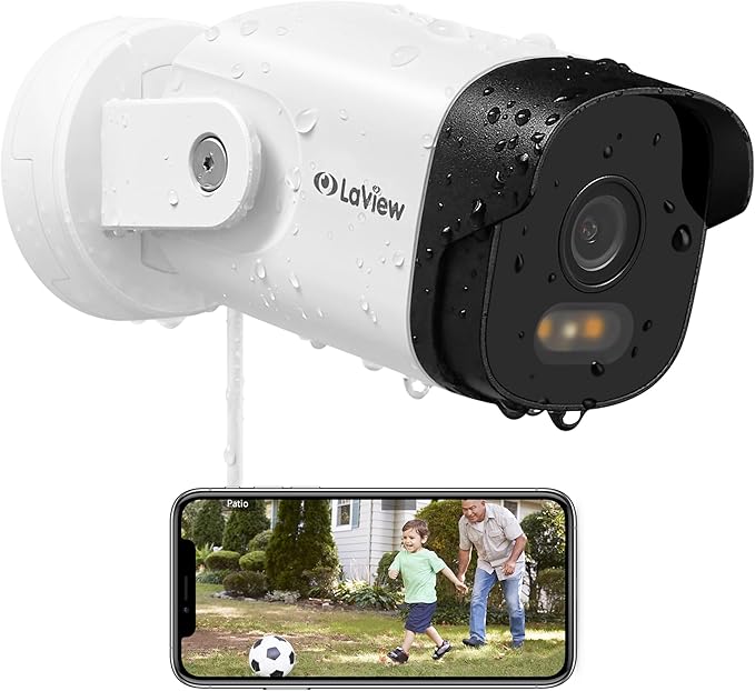 LaView 2K Security Camera Outdoor with Color Night Vision,3MP Wired Cameras for Home Security,IP65 Waterproof Camera, 24/7 Live Video,2 Way Audio,Cloud Storage/SD Slot,Compatible with Alexa