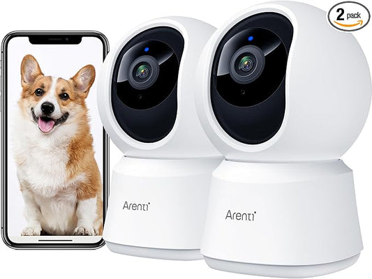 ARENTI 4MP Pet Camera P2Q 2PC, 5G WiFi 6 Indoor Security Cameras, Free App