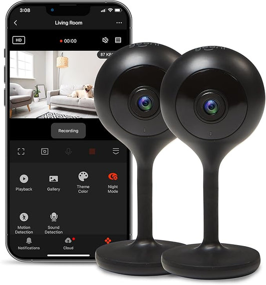 Geeni Look 1080p Indoor Security Camera – 2-Pack Full HD WiFi Indoor Camera with 2-Way Audio, Motion Detection, & Night Vision – Support for Alexa & Google Assistant