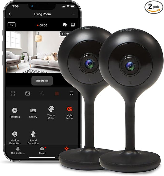 Geeni Look 720p Indoor Camera, HD Wi-Fi, 2-Way Audio & Night Vision, 2-Pack | Motion detection, works with Alexa & Google Home