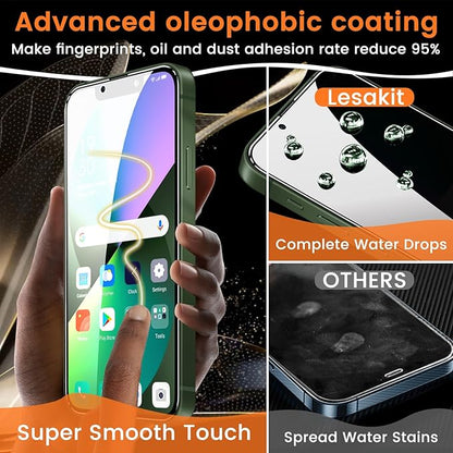 Lesakit 3+3 Pack Privacy Screen Protector for iPhone 13 6.1-Inch with 3 Pack Camera Lens Protector, Anti Spy Tempered Glass Film 9H Hardness Bubble Free Case Friendly