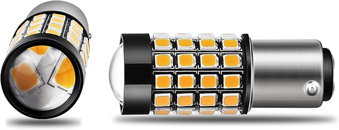 Alla Lighting 1000Lm 51-SMD Extremely Super Bright Amber Yellow BAY15D 7528 2357NA 1157 LED Bulbs High Power 2835 Chipsets LED Lights Lamps Replacement