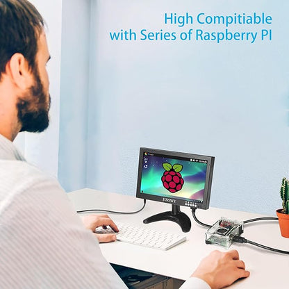 8" Mini Security Monitor, Portable 1280x720 Metal Screen, HDMI/VGA/AV/BNC Input, Built-in Speakers & Remote, for CCTV Surveillance and Security Systems