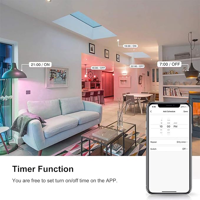 ZJchao Smart Light Bulb, 5W GU10 WiFi Light with RGB W C, Voice and APP Remote Control, Timing Function, Group Control for Home Tmall Elf (5)