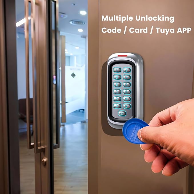 Wireless WiFi Access Control Keypad, 12V DC Metal Door Access Control System, IP68 Waterproof, TUYA Wireless Remote Unlock, Universal Keyless Entry Keypad for Garage Door Opener, Gate Opener