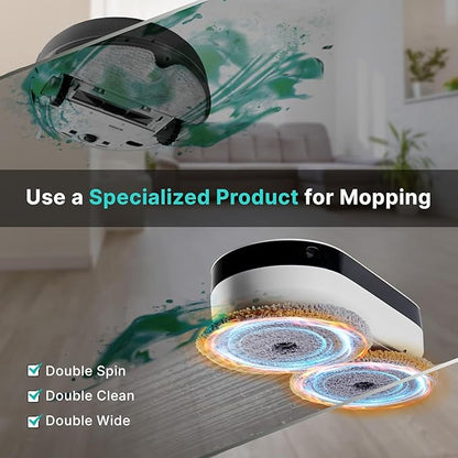 EVERYBOT EDEG2 Robot Mop Cleaner for Hard Floors, Dual Spin Powerful Mopping Removes Dust & Stains, Quiet Fast Cleaning, Slim Design for Under Furniture, Remote Control Included (No Wi-Fi/APP)