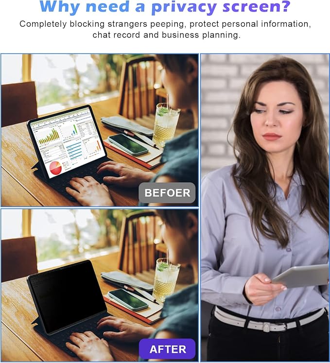 FILMEXT iPad 10th Generation Privacy Screen Protector iPad 10.9 2022, Magnetic Anti-Spy Anti Glare Blue Light Filter, Removable Installation for iPad 10.9-inch A2696/A2757/A2777, [Landscape Privacy]