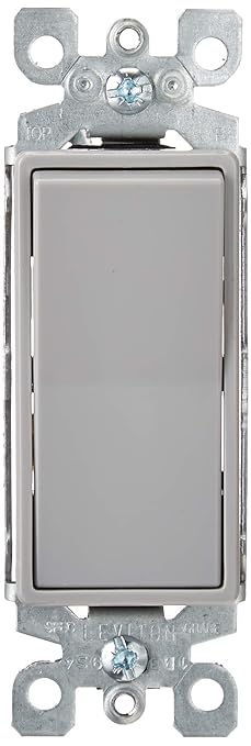 Leviton 15 Amp, 120/277 Volt, Decora Rocker 3-Way AC Quiet Switch, Residential Grade, Grounding, 5603-2GY, Gray