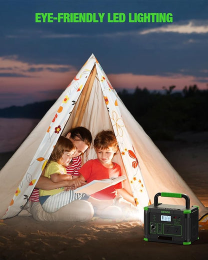 GRECELL 999Wh Solar Generator 1000W Portable Power Station for Outdoor