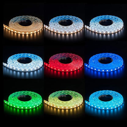 BTF-LIGHTING RGBCCT LED Strip UL Listed 16.4ft 60LED/m 300LED DC12V IP65 | White LED Tape 12mm wide 5 Colors in 1 RGB+Dimmable Tunable Color Temperature 2700K-6500K for Decor(No Adapter or Controller)