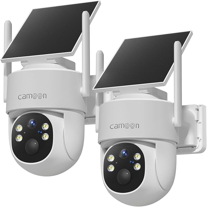 2K Solar Security Cameras Wireless Outdoor, 5/2.4Ghz WiFi Cameras for Home Security, Color Night Vision, Human Detection, Two-Way Audio, SD/Cloud Storage(2 Camera)