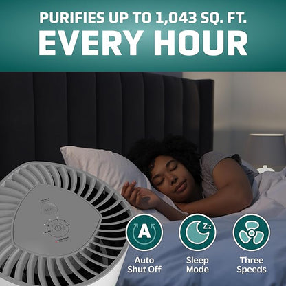 GermGuardian Airsafe+ HEPA Air Purifier for Home, Large Rooms Up To 1043 Sq. Ft. with HEPA Air Filter, UV-C Light & Air Quality Sensor, AC3000W, White
