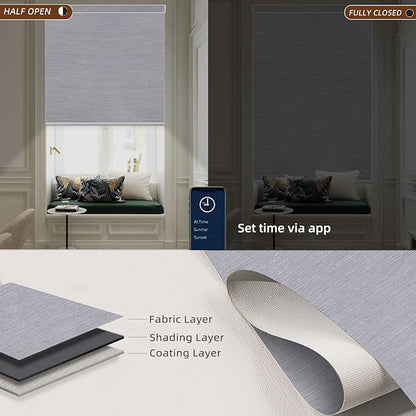 Motorized Blinds Roller Shade with Remote: Canisteo Automatic Smart Blind for Windows 100% Blackout, Electric Blinds Compatible with Alexa/Google Home/Apple Homekit, Customized Size, Pure Grey