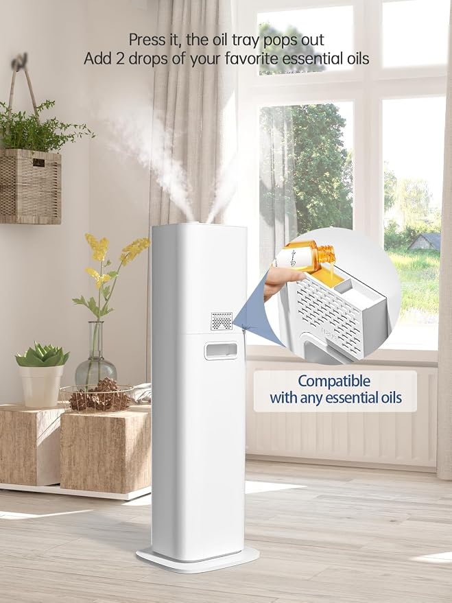 8L Smart Humidifiers for Bedroom Large Room, 2.1Gal Cool Mist Top Fill Diffuser Ambient Light, App & Remote Control, 3 Mist Modes, Quiet Humidifier for Home Office Plant