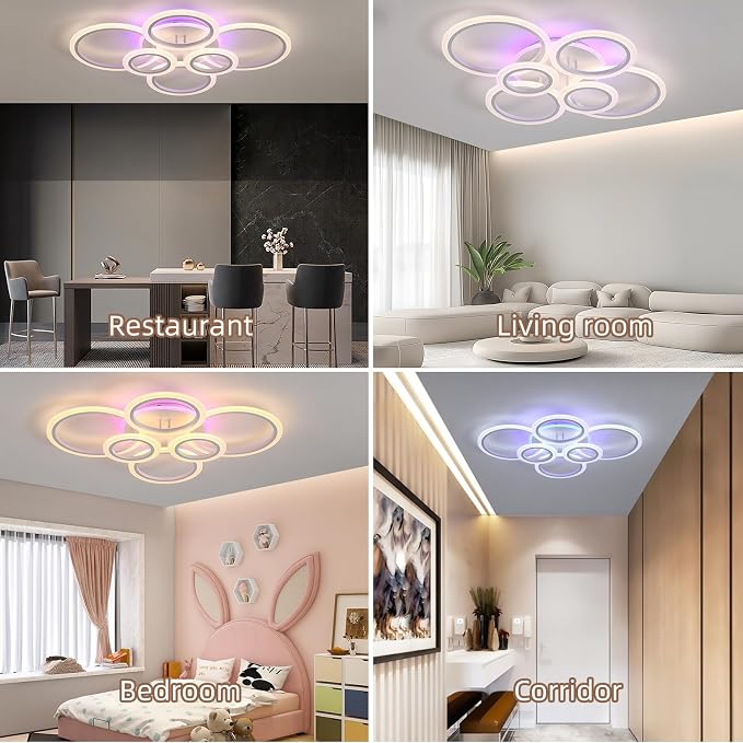 70W Modern Flush Mount Ceiling Light, Dimmable Remote, White | 4200LM Brightness, Adjustable 3000-6000K Lighting, Ideal for Living Room, Bedroom & Kitchen