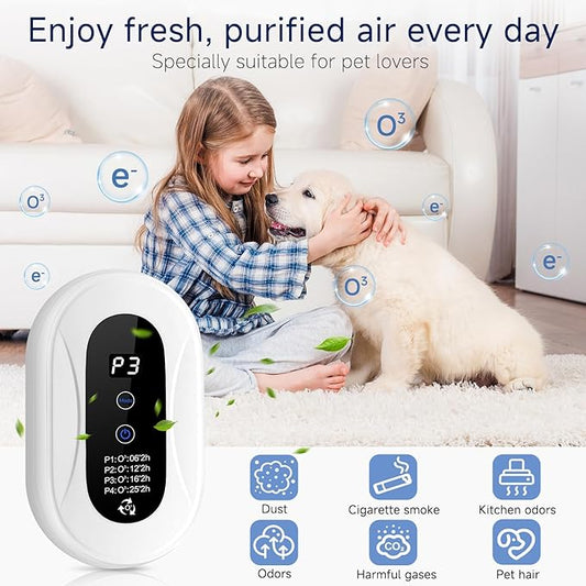 Cat Litter Box Deodorizer Plug In Air Purifier, Room Deodorizer for House Pet Odor, Negative Ion Portable Air Cleaner Suitable for Bathroom, Kitchen, Living Room & Pet Areas