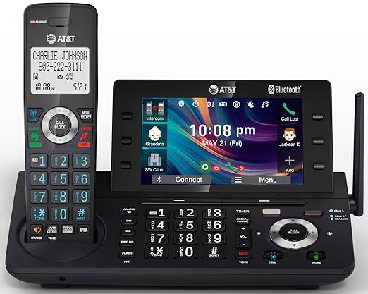 AT&T DECT 6.0 Cordless Home and Business Phone with Answering Machine, 5" Large Color Display, One-Touch Shortcut, Conference, Intercom, Smart Call Blocker, Bluetooth Connect to Cell: DLP73190