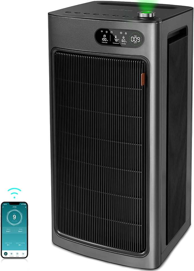 Whole House Air Purifiers for Home Office Large Space 6862 ft², Dual HEPA Carbon Air Filter, Smart Large Air Purifier for 99.97% Dust Pollen Smoke Pet Dander Odors, JF1500 Black
