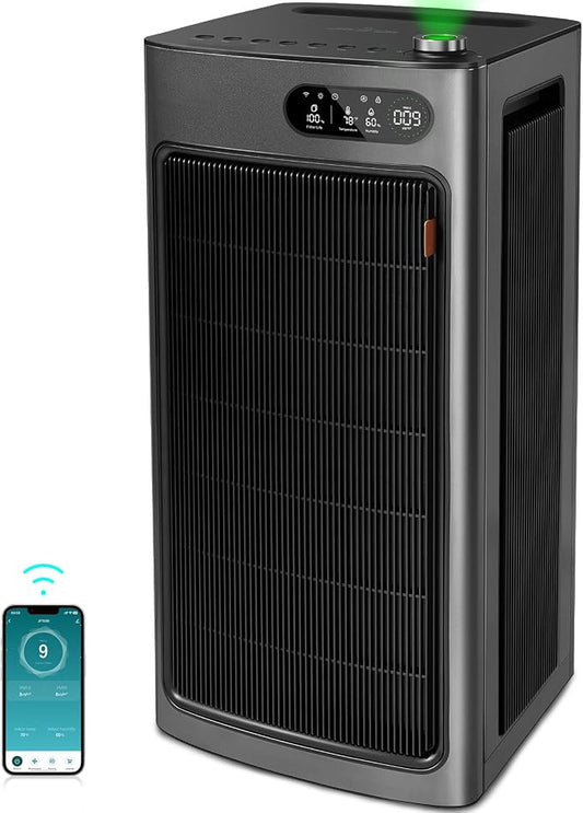 Whole House Air Purifiers for Home Office Large Space 6862 ft², Dual HEPA Carbon Air Filter, Smart Large Air Purifier for 99.97% Dust Pollen Smoke Pet Dander Odors, JF1500 Black