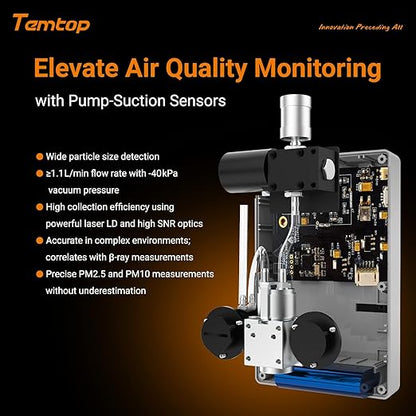 Temtop PMD371 Professional Particle Counter: Comprehensive Portable Particulate Sensor for Cleanrooms, Laboratories, and Environmental Monitoring