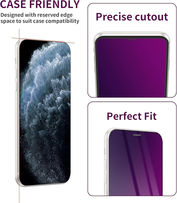 2 Pack Privacy Screen Protector for iPhone 11 Pro Max/Xs Max Tempered Glass 6.5'' Private Saver Anti-Spy Eye Protection Anti-Scratch Full Coverage No Bubble