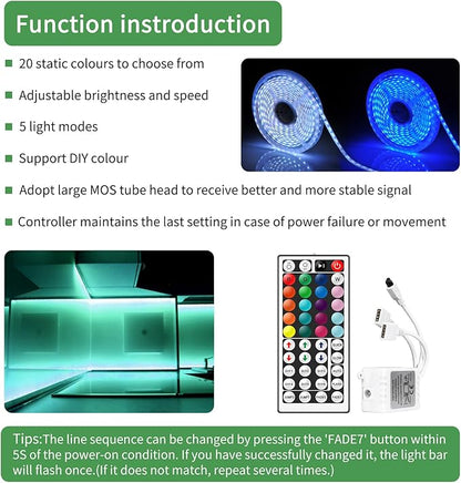 RGBZONE 4PIN RGB LED Controller, 2 Ports Low Voltage LED Controller, 44-Keys Wireless IR Remote Control, DC12V-24V 5050 2835 3528 LED Strip Lights