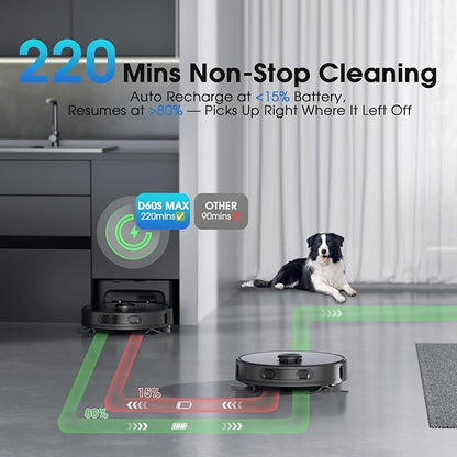 Robot Vacuum and Mop Combo, Mapping Robotic Vacuums Cleaner with 75 Days Self-Emptying, LiDAR Navigation Smart & Strong Suction, WiFi/App/Alexa/Voice Control, Quiet for Home Pet Hair Hard Floor Carpet